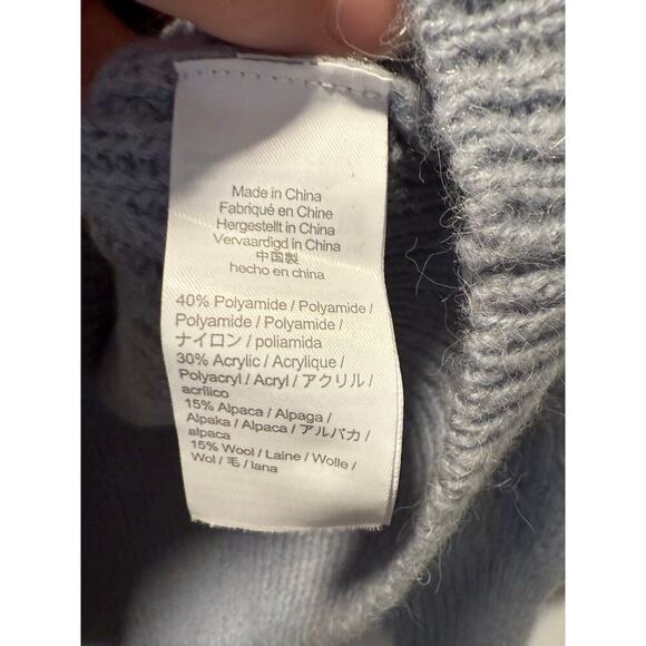 J.Crew Womens Light Blue/Gray Knit Puff Sleeve Wool Alpaca Blend Sweater Med - Picture 3 of 6